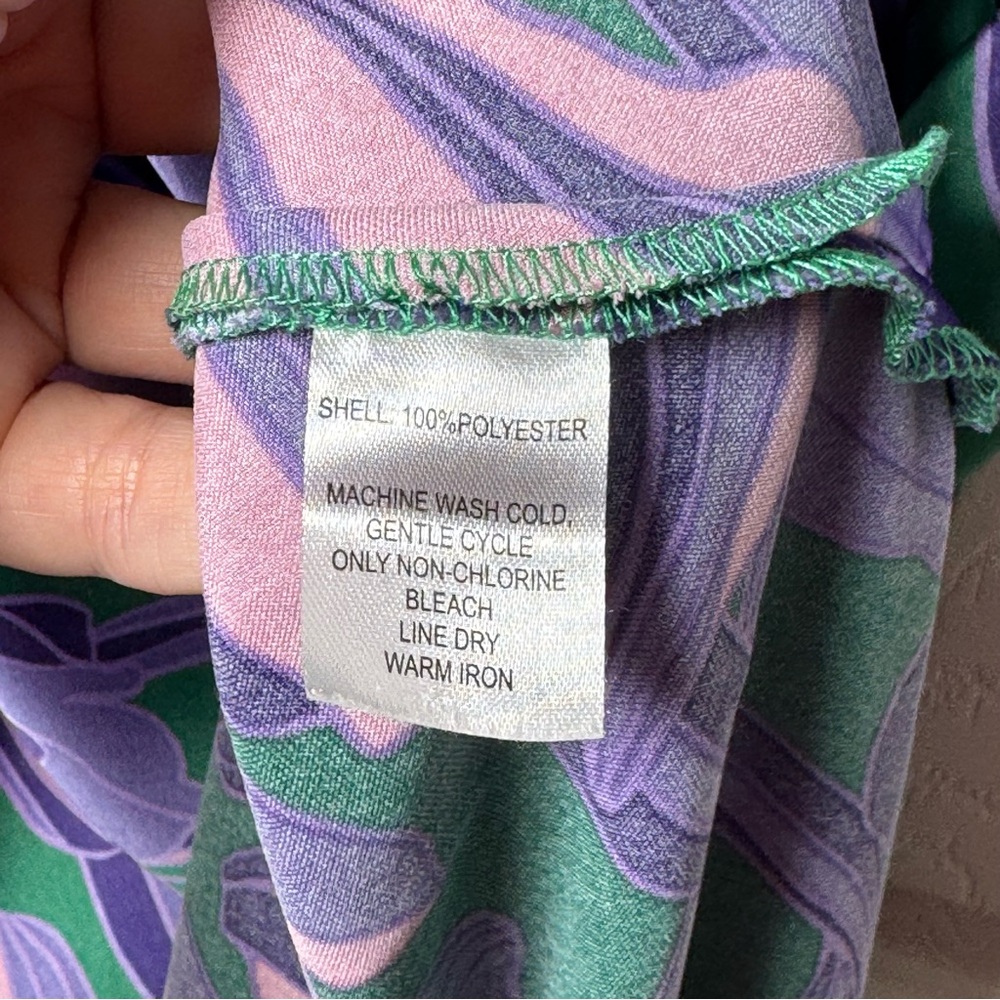 House of Harlow 1960 Satin Floral Maxi Dress Small Green Purple Slit Summer - Picture 11 of 14